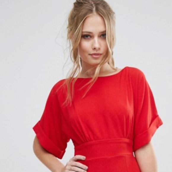 Closet Dresses & Skirts - Kimono Sleeve Midi Dress w Tie Back & Split Front